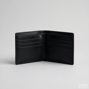 Black leather bifold wallet