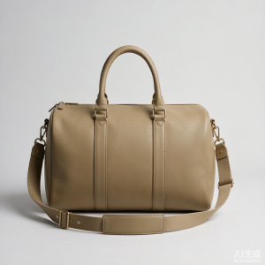 Khaki leather travel duffel