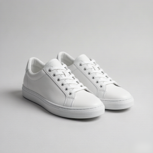 Women's White Low-Top Leather Sneakers