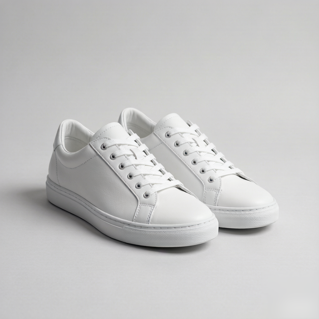 Women's White Low-Top Leather Sneakers
